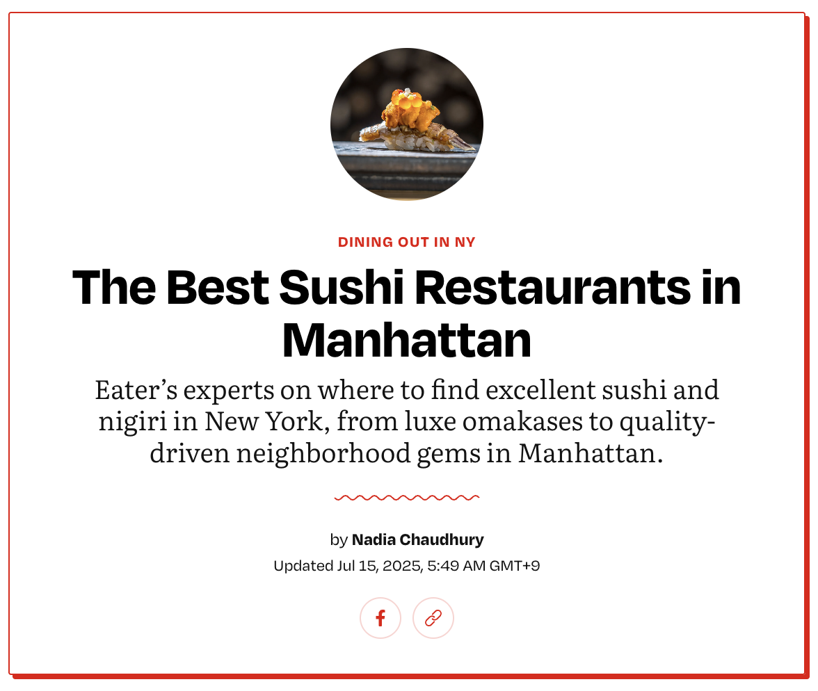 Featured Again on Eater — Grateful for the Continued Recognition